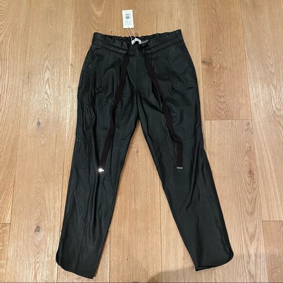 Ramy Brook Pants - Ramy Brook - Allyn Paperbag Waist Pants in Black Leather